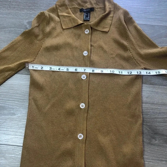 Forever 21 Bronze Cardigan Sweater And Cropped Cami Set Size Medium - Picture 15 of 16